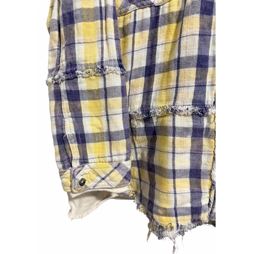 Free People We The Free Calico Basin Plaid Hooded Buttondown Jacket Size X-Large